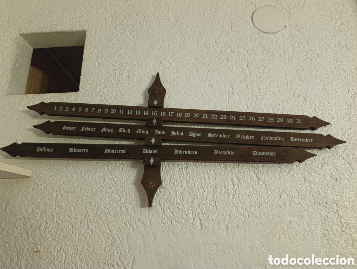 Antig&uuml;edades: Calendario perpetuo madera vintage (Catal&aacute;n)