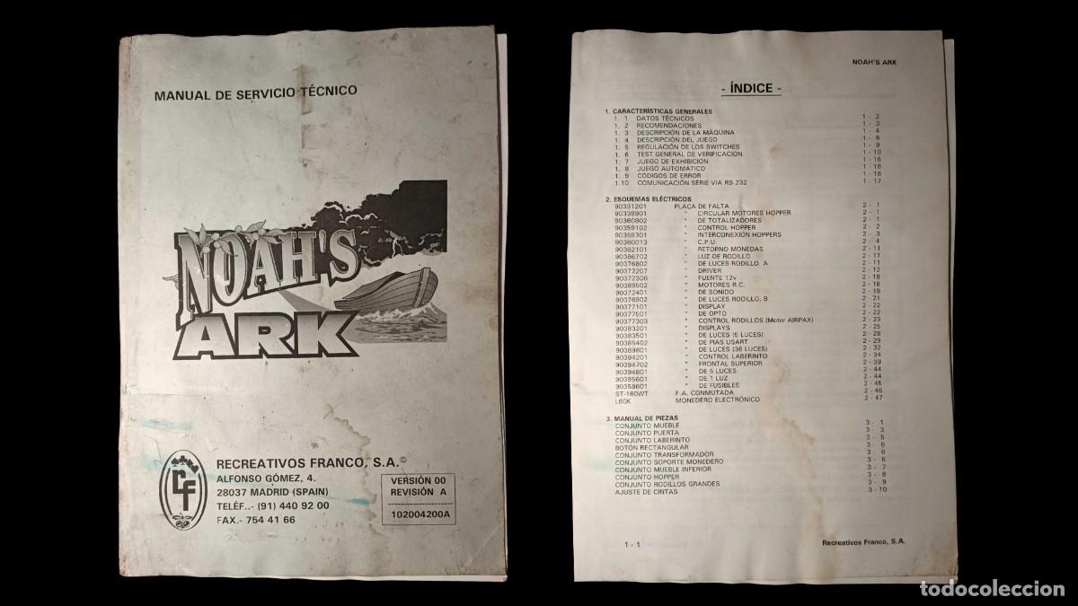 Antiques: MANUAL T&Eacute;CNICO ORIGINAL NOAH'S ARK - 1999 - ARCADE FLIPERAMA - PIEZA MUY RARA