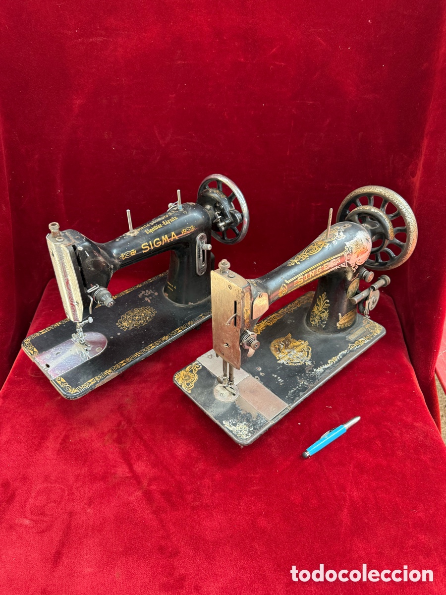 Antig&uuml;edades: Lote dos antiguas maquinas de coser,Singer y Sigma!