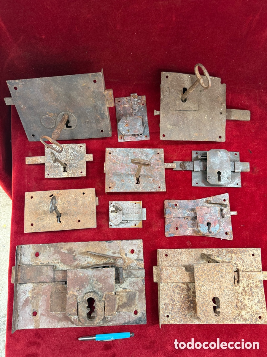 Antig&uuml;edades: Gran lote de cerraduras antiguas de forja!siglo XIX-XX