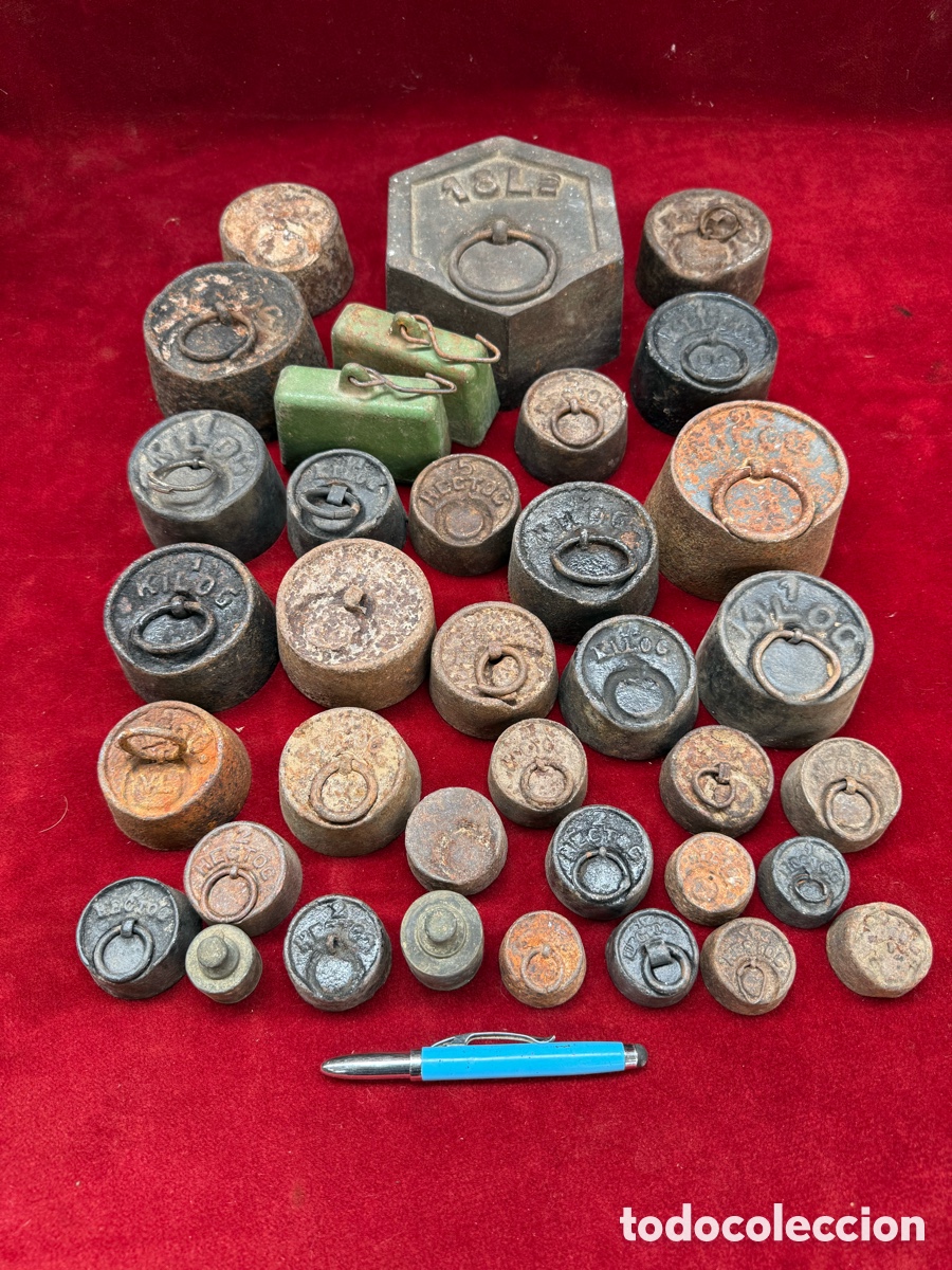 Antig&uuml;edades: Gran lote de pesos antiguos de bascula!casi 27 kg!