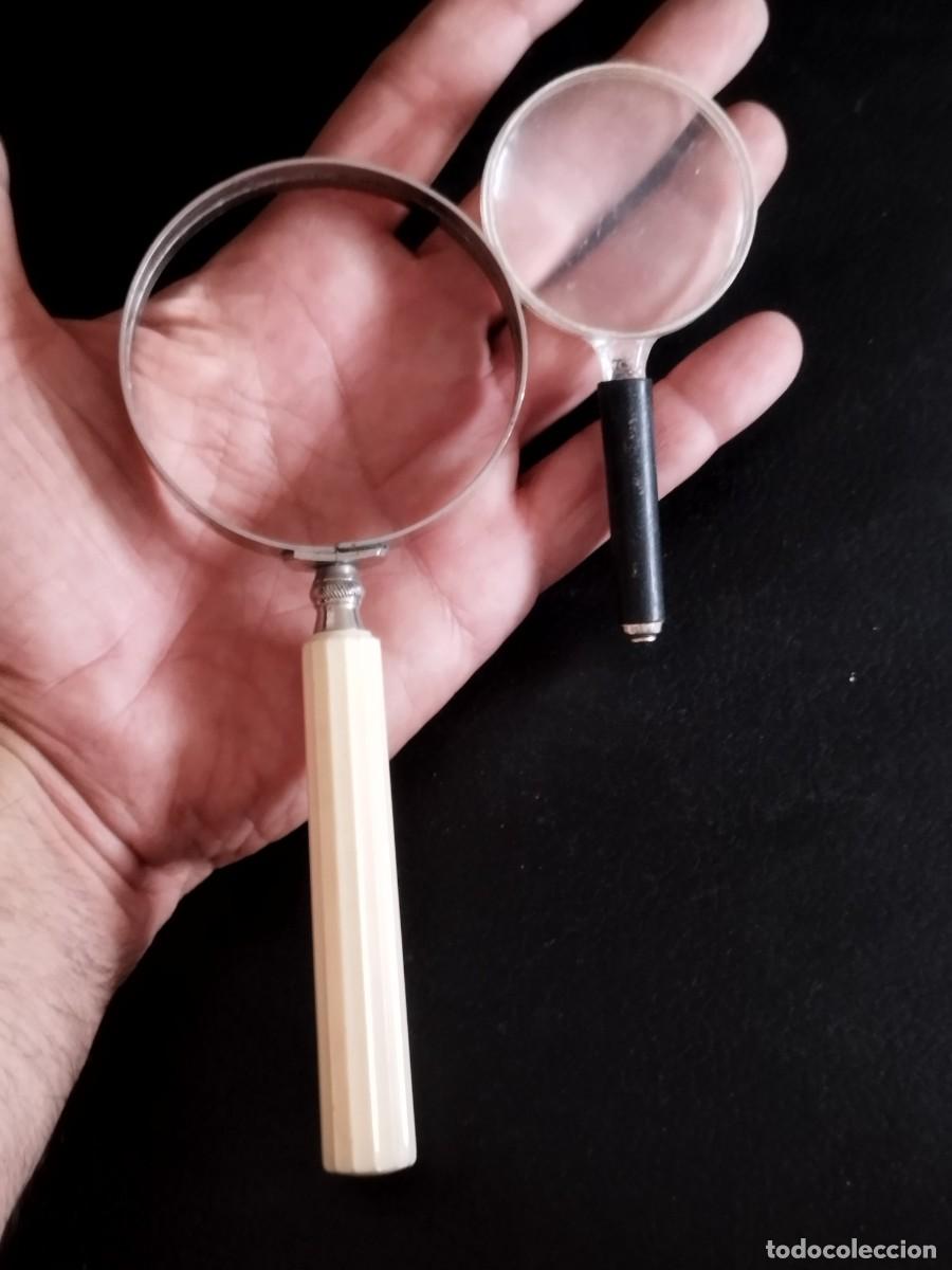 Antig&uuml;edades: Antiguo cuerpo de lupa sin lente. Y llavero con lupa.