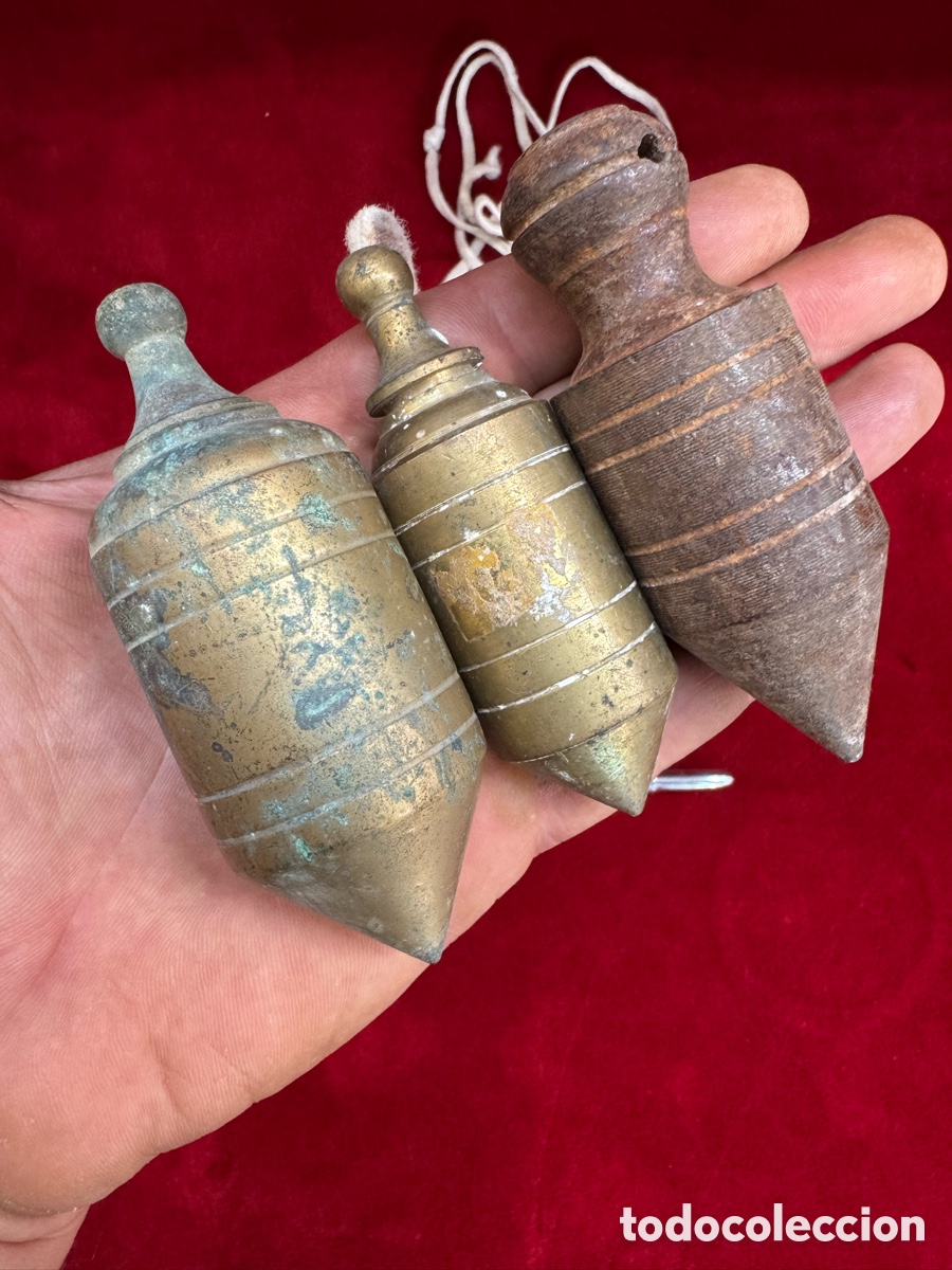 Antig&uuml;edades: Lote de 3 antiguas plomadas! Bronce y hierro!