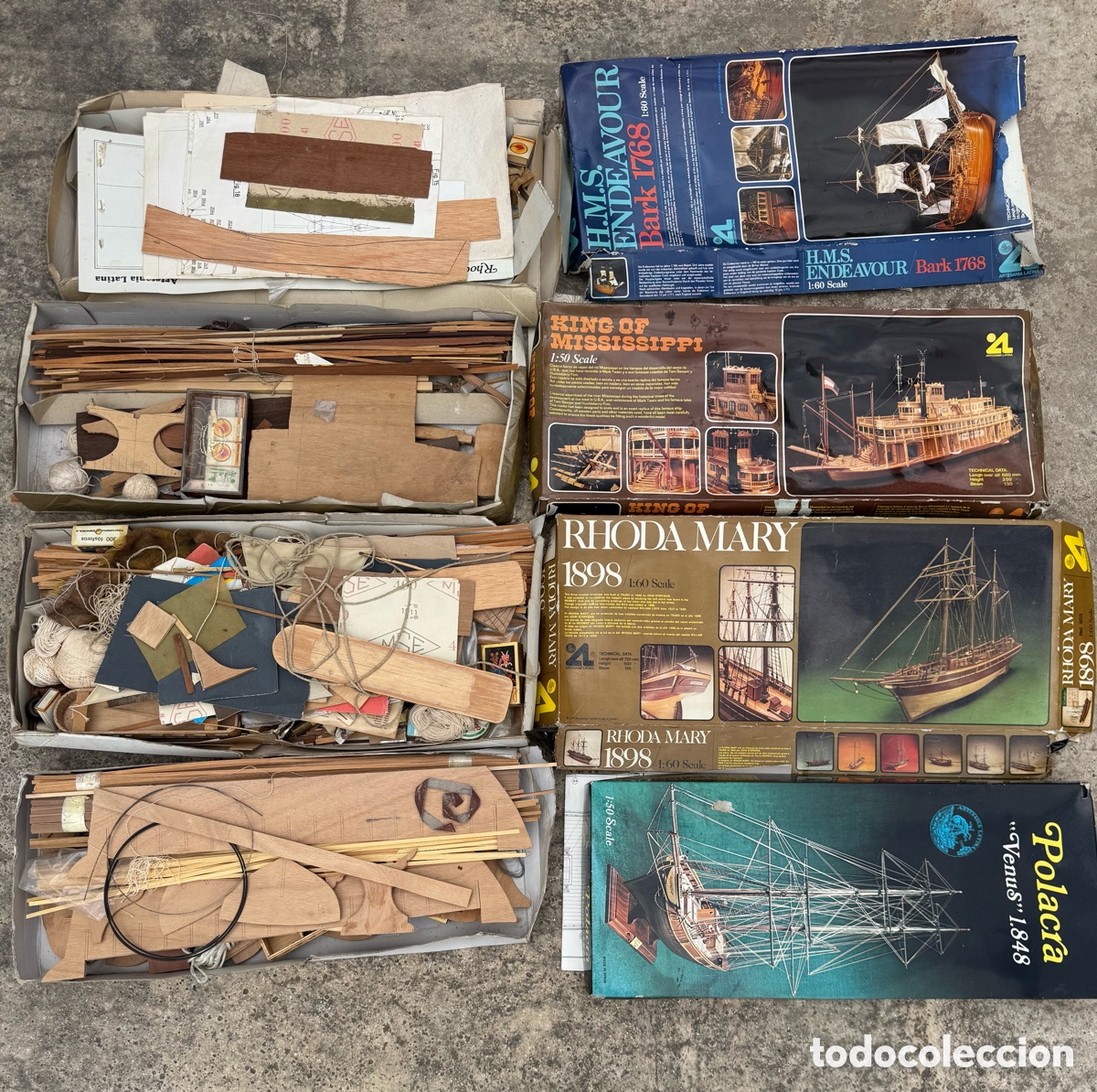 Antig&uuml;edades: Lote de 4 maquetas de modelismo naval en madera! Marca espa&ntilde;ola Artesania Latina! Replicas a escala!