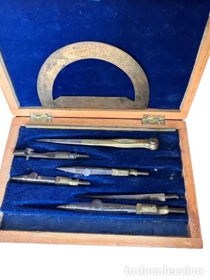 Antig&uuml;edades: Estuche de compases y tiral&iacute;neas antiguo - Foto 2