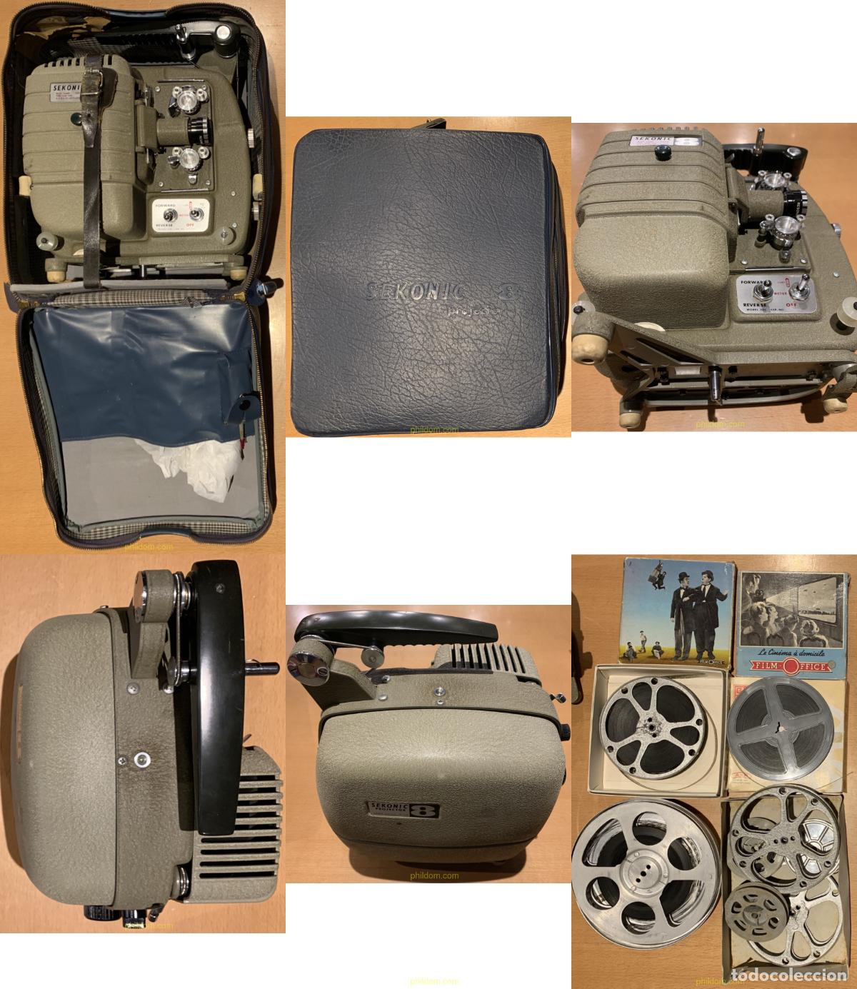 Antig&uuml;edades: MAQUINA PROYECTOR SEKONIC 8 FILMADORA + PELICULAS CHARLIE CHAPLIN, HAROLD LLOYD