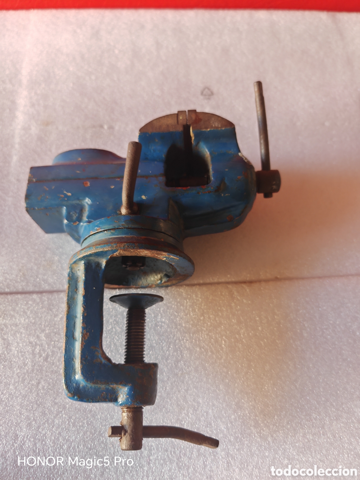 Antig&uuml;edades: Antiguo tornillo de banco giratorio - Foto 6