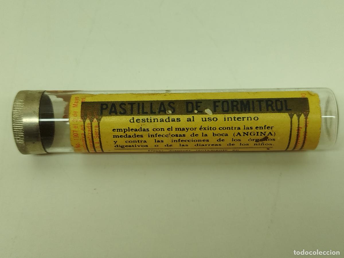 Antig&uuml;edades: ANTIGUO TUBO DE CRISTAL DE PASTILLAS DE FORMITROL - A&Ntilde;OS 30/40 - FARMACIA ANTIGUA
