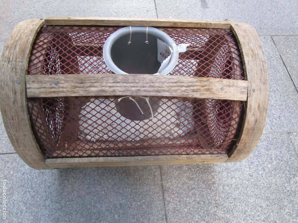 Antig&uuml;edades: GALICIA nasa artesana pesca cefal&oacute;podos marisco - modelo madera no usada 42x31cm 4,8kg completa. +