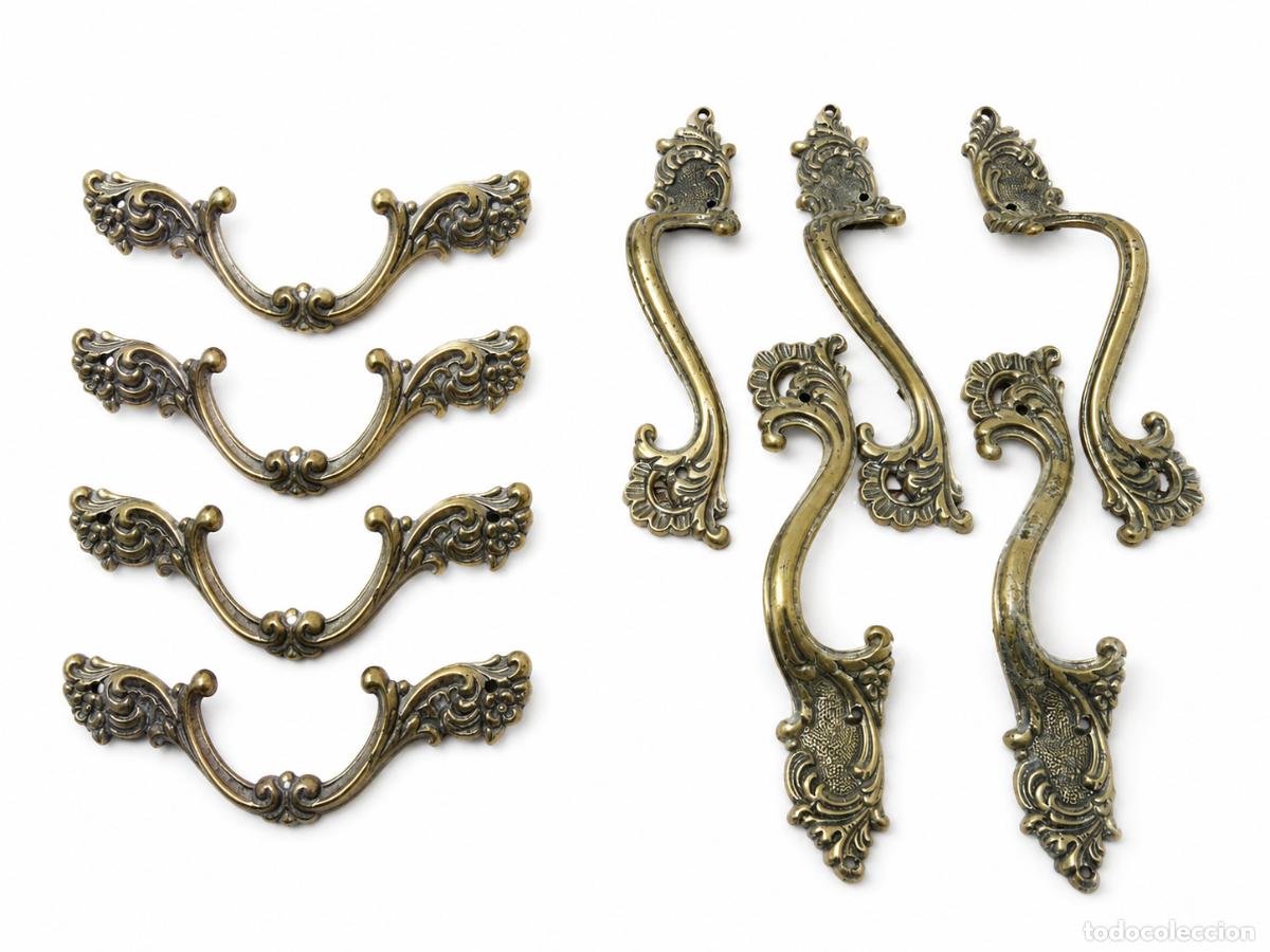 Antig&uuml;edades: 10 Tiradores de bronce o laton para muebles de estilo provenzal puerta cajon cajones