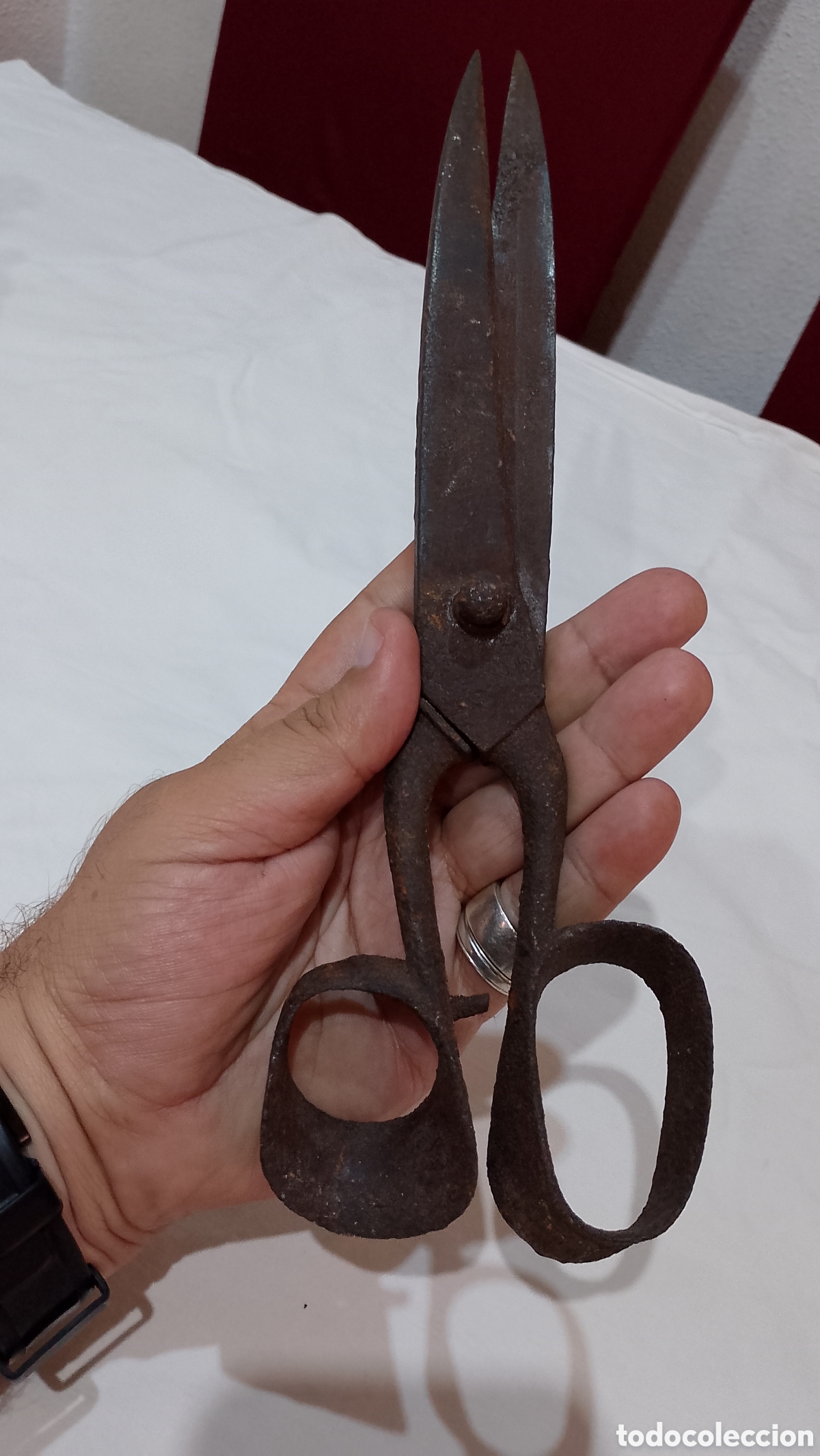 Antig&uuml;edades: Tijeras de forja de sastre siglo XIX gran tama&ntilde;o