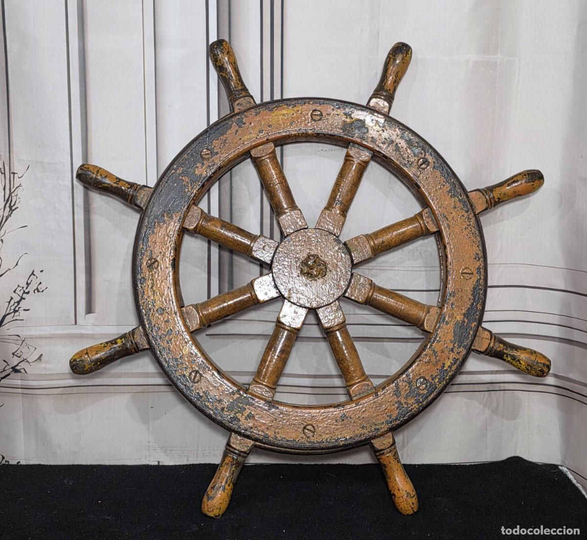 Antig&uuml;edades: Tim&oacute;n de barco antiguo, fabricado en madera P.S XX