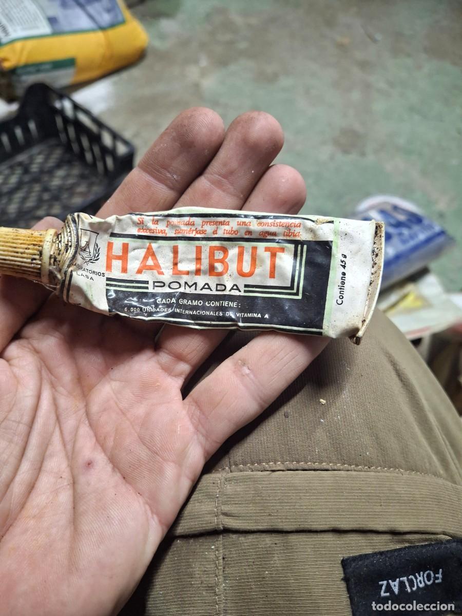 Antig&uuml;edades: Antiguo envase de Pomada Halibut Farmacia farmac&eacute;utica Laboratorios LASA