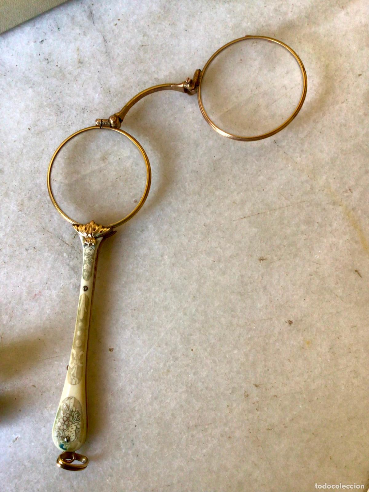 Antig&uuml;edades: ANTIGUOS IMPERTINENTES EN HUESO , ANTEOJOS DE TEATRO -GAFAS PLEGABLES SIGLO XIX