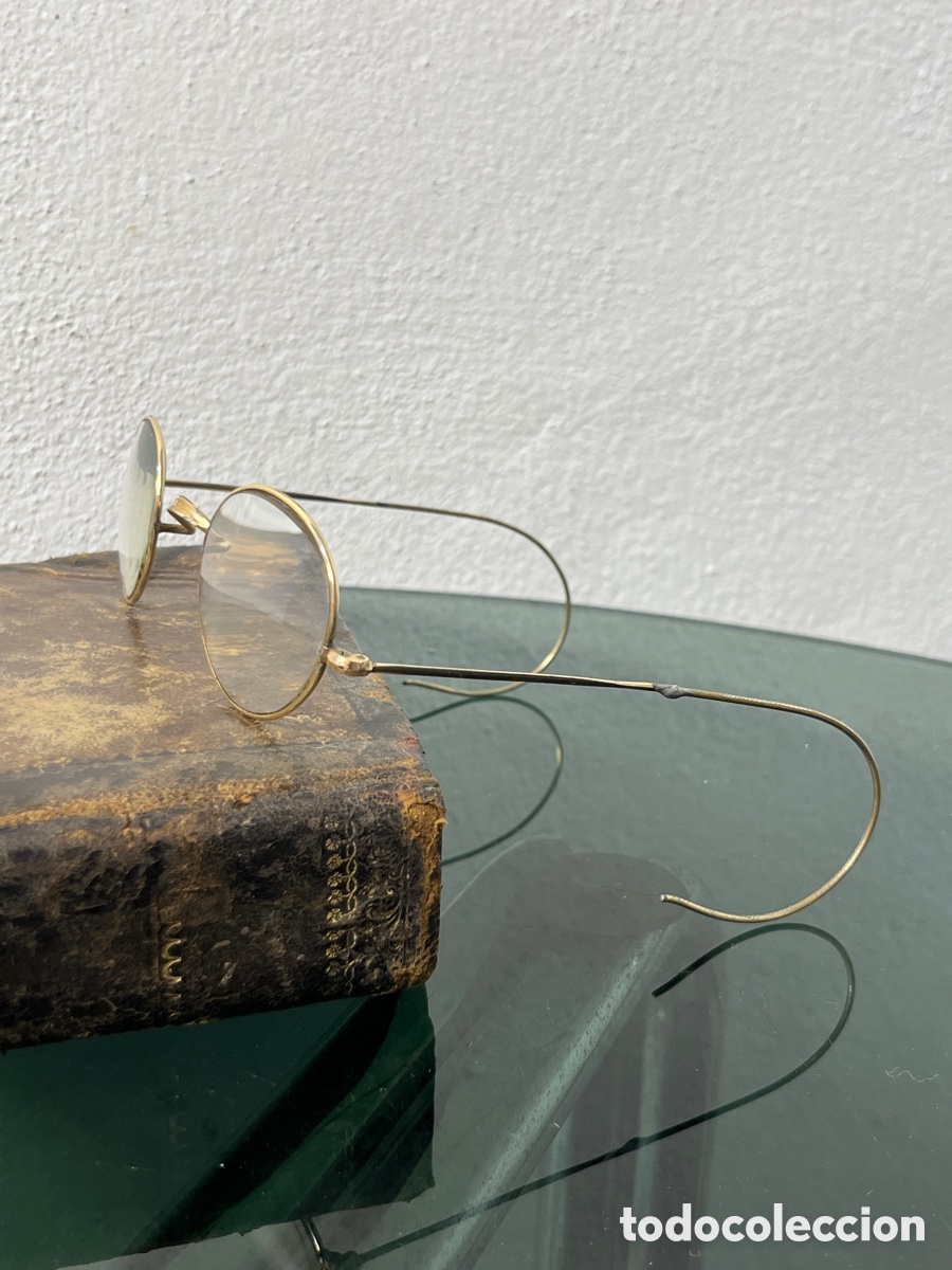 Antig&uuml;edades: Gafas antiguas doradas redondas - Foto 2