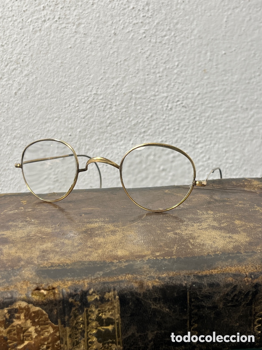 Antig&uuml;edades: Gafas antiguas doradas redondas - Foto 3