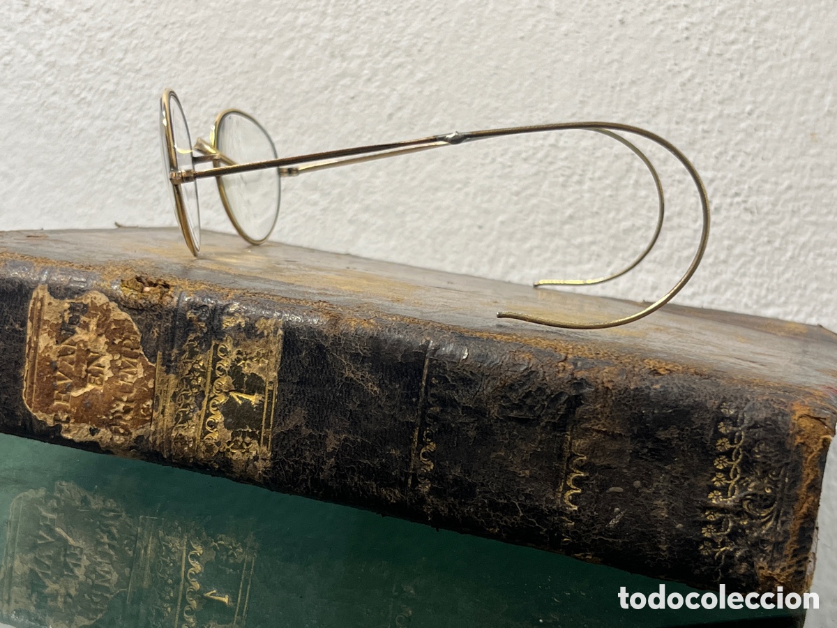 Antig&uuml;edades: Gafas antiguas doradas redondas - Foto 4