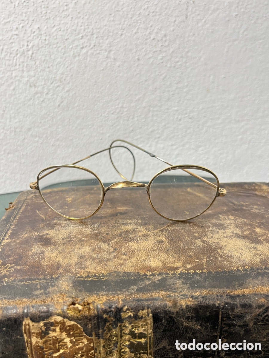 Antig&uuml;edades: Gafas antiguas doradas redondas - Foto 5