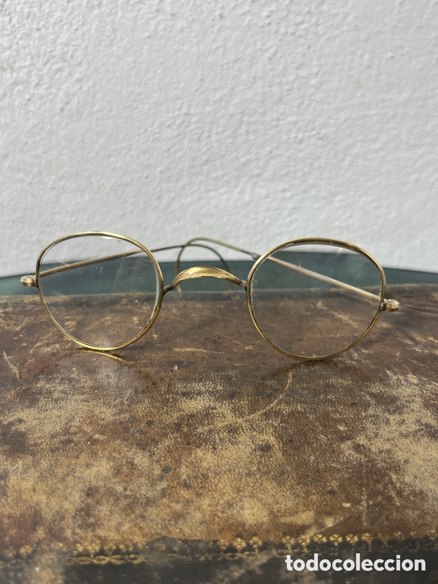 Antig&uuml;edades: Gafas antiguas doradas redondas - Foto 6