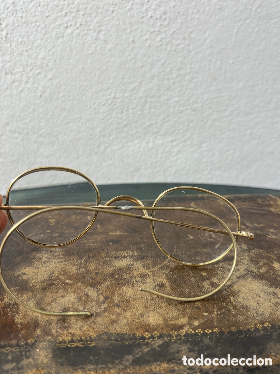 Antig&uuml;edades: Gafas antiguas doradas redondas - Foto 7