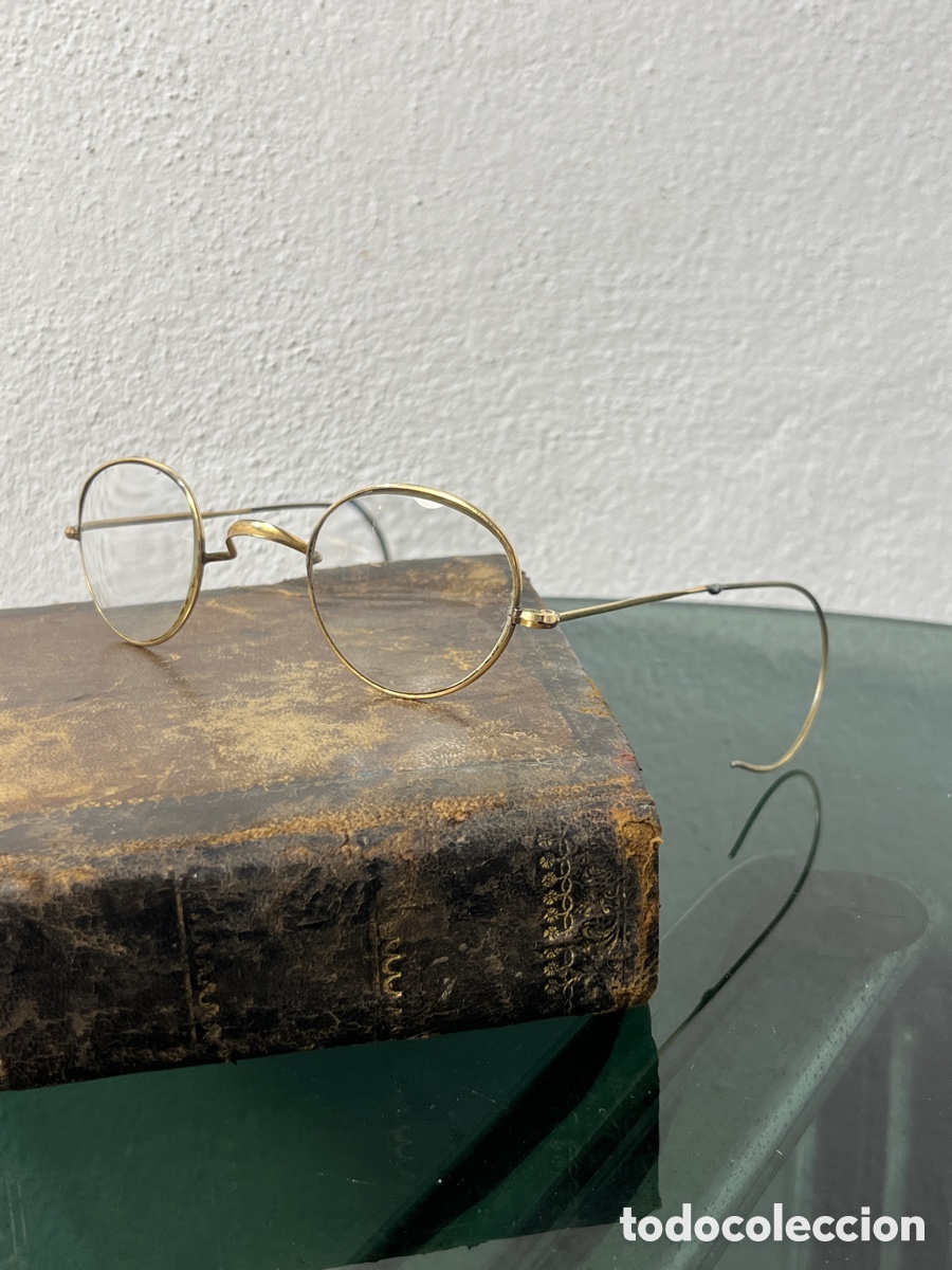 Antig&uuml;edades: Gafas antiguas doradas redondas - Foto 1