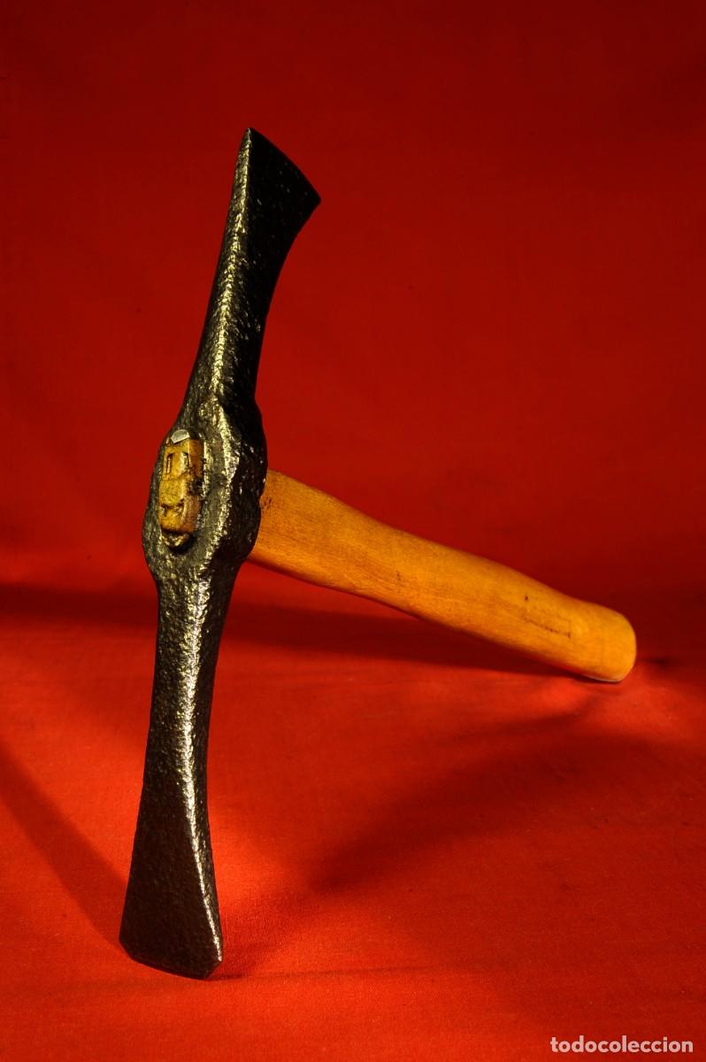 Antig&uuml;edades: Antigua Piqueta de Cantero francesa-Pic Tailleur de Pierre-Hierro forjado-20,5 cm-336 g-c.1900