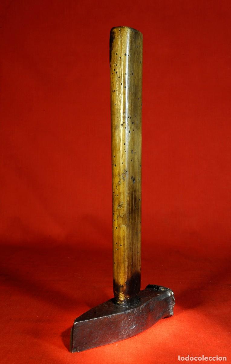 Antig&uuml;edades: Antiguo martillo franc&eacute;s de Herrero Forjador-Pein obl&iacute;cuo especial-Hierro forjado-c.1900-838 g.