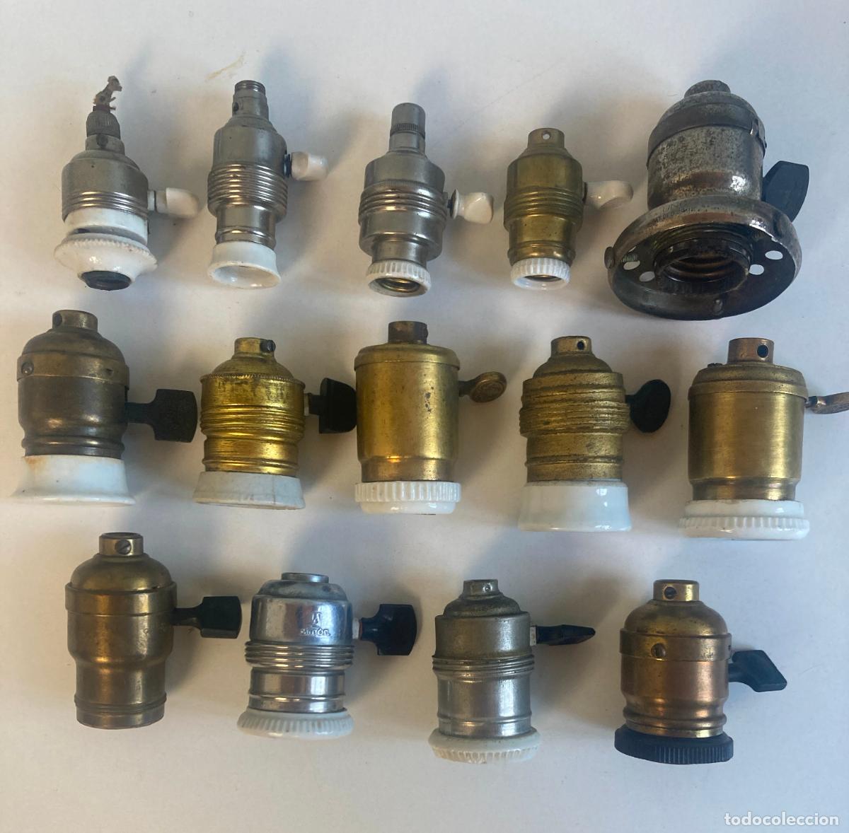 Antig&uuml;edades: COLECCION DE 14 PORTA BOMBILLAS CON INTERRUPTOR - TODOS FOTOGRAFIADOS