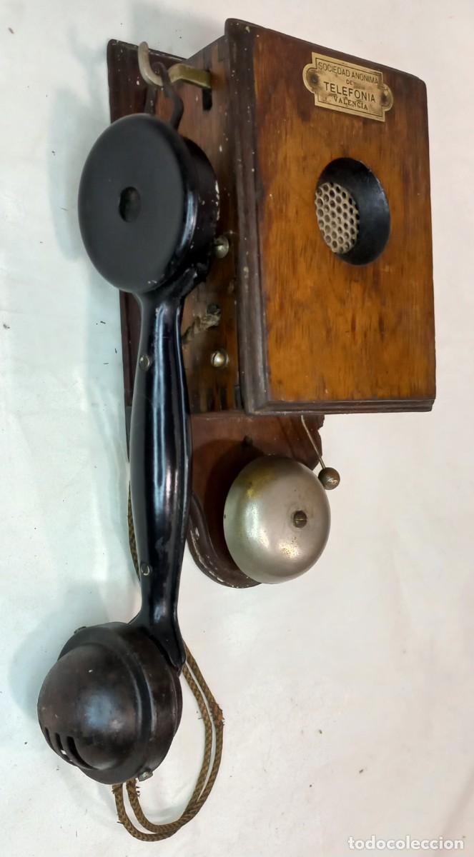 Tel&eacute;fonos: ANTIGUO TELEFONO DE PARED CON PLAQUITA SOCIEDAD ANONIMA DE TELEFONIA DE VALENCIA