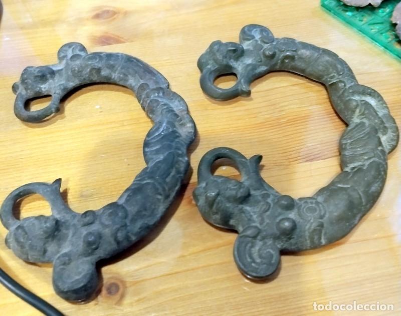 Antiques: SIGLO XIX, PAREJA DE TIRADORES PARA PUERTA, 135MM DE ANCHO,