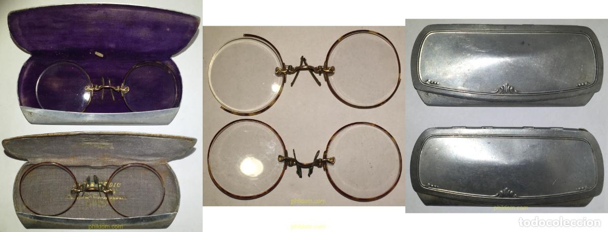 Antig&uuml;edades: LOTE DE 2 GAFAS ANTIGUAS CON SU FUNDA - Foto 1