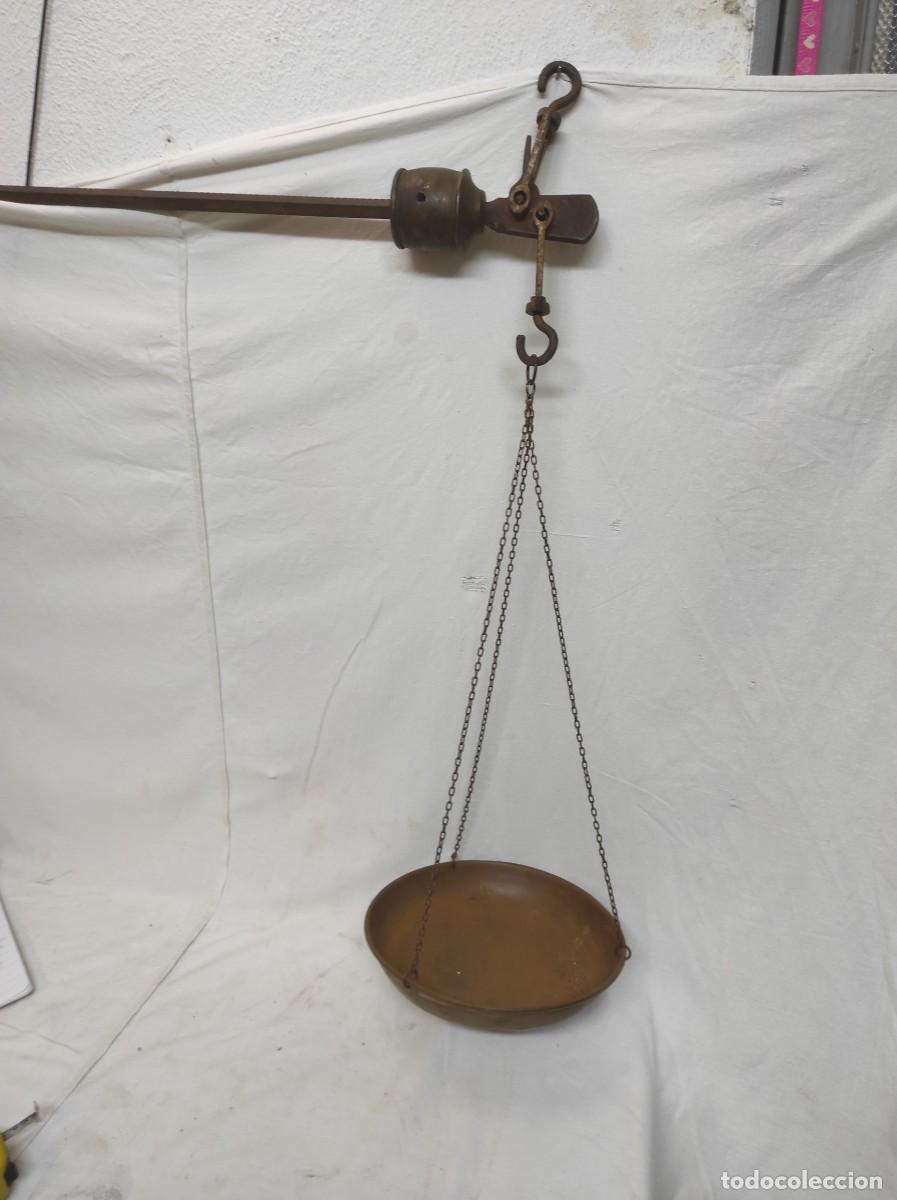Antig&uuml;edades: Balanza romana con plato mide 0,70cm!