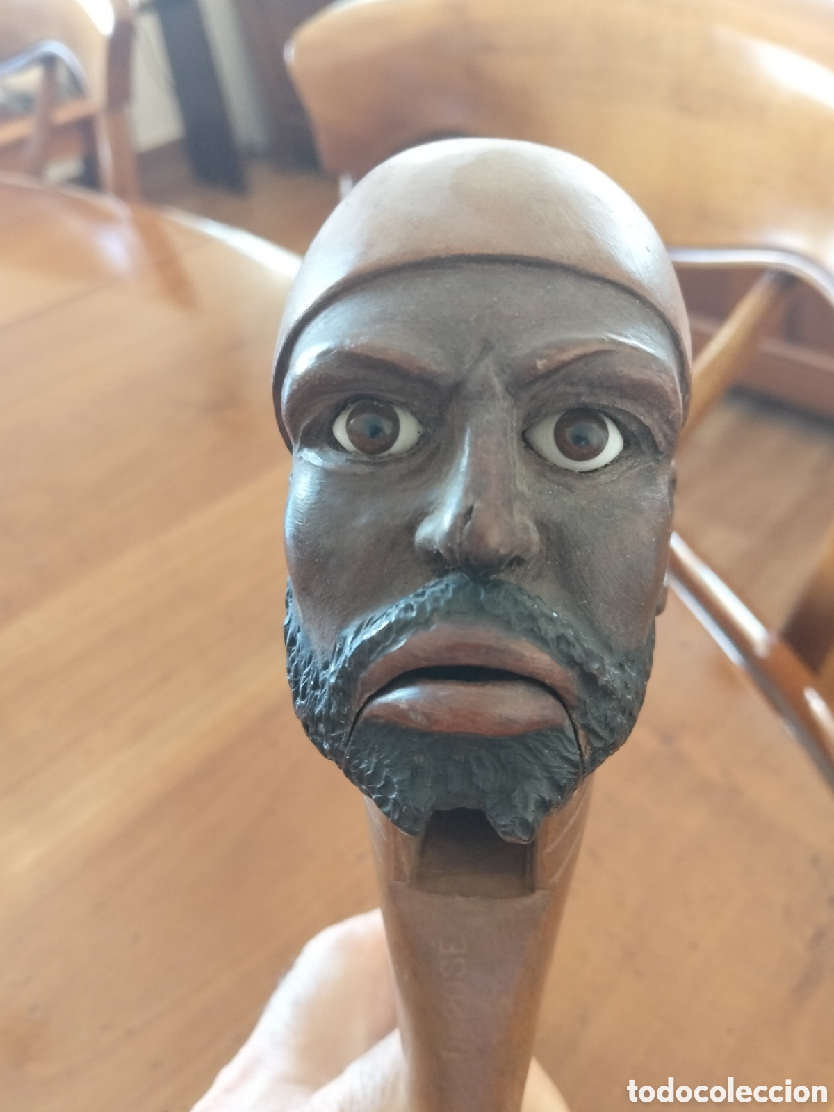 Antig&uuml;edades: Antiguo Cascanueces Selva Negra Madera Tallada Menelik II Ojos Cristal S.XIX
