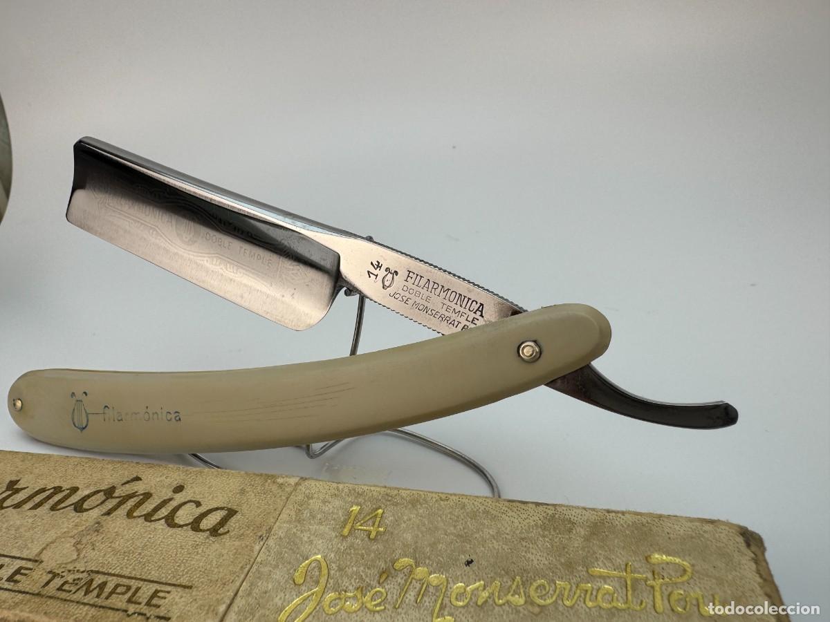 Antiquit&auml;ten: Navaja de afeitar vintage Filarm&oacute;nica de doble sierra: navaja de barbero de Jos&eacute; Monserrat Pou (a&ntilde;os