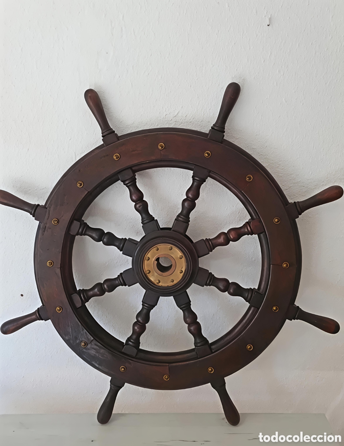 Antig&uuml;edades: Tim&oacute;n de Barco Decorativo de Madera - Foto 3