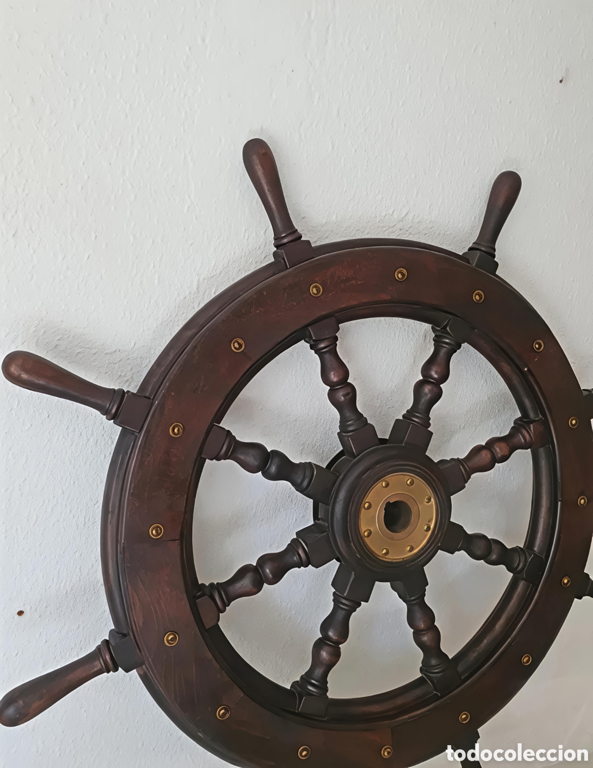 Antig&uuml;edades: Tim&oacute;n de Barco Decorativo de Madera - Foto 4