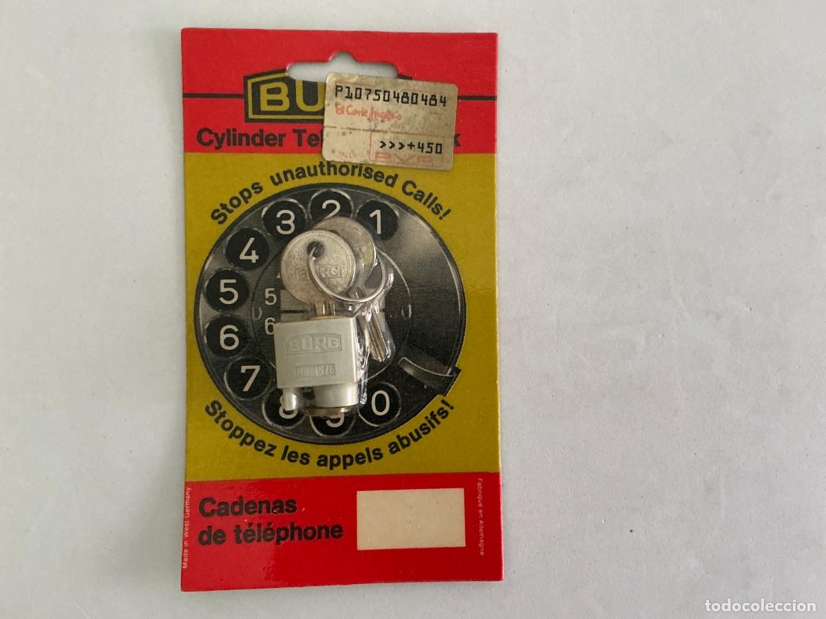 Tel&eacute;fonos: Antiguo Candado de Disco para Tel&eacute;fono BURG No. 1376 - Made in West Germany - Vintage Bl&iacute;ster