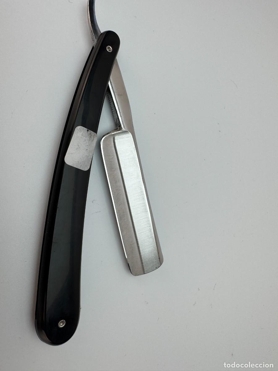 Antig&uuml;edades: Navaja de afeitar vintage &laquo;Gold Dollar&raquo;, con mango negro, herramienta de barber&iacute;a.