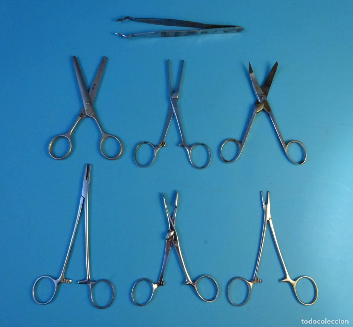 Antig&uuml;edades: LOTE DE 7 UTENSILIOS M&Eacute;DICO QUIR&Uacute;RGICOS