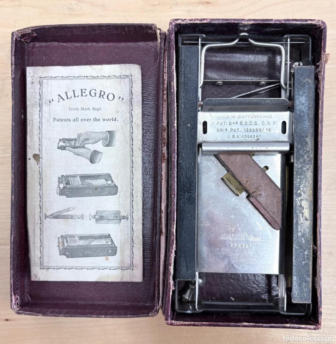 Antig&uuml;edades: AFILADOR MANUAL &rdquo;ALLEGRO&rdquo; PARA HOJAS DE AFEITAR CON ESTUCHE ORIGINAL. SUIZA, CA. 1920-1930