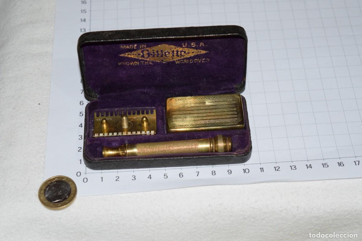 Antig&uuml;edades: Antigua/Vintage - Estuche maquinilla afeitar Gillette KNOWM THE WORLD OVER, USA a&ntilde;os 50 &iexcl;Mira fotos!