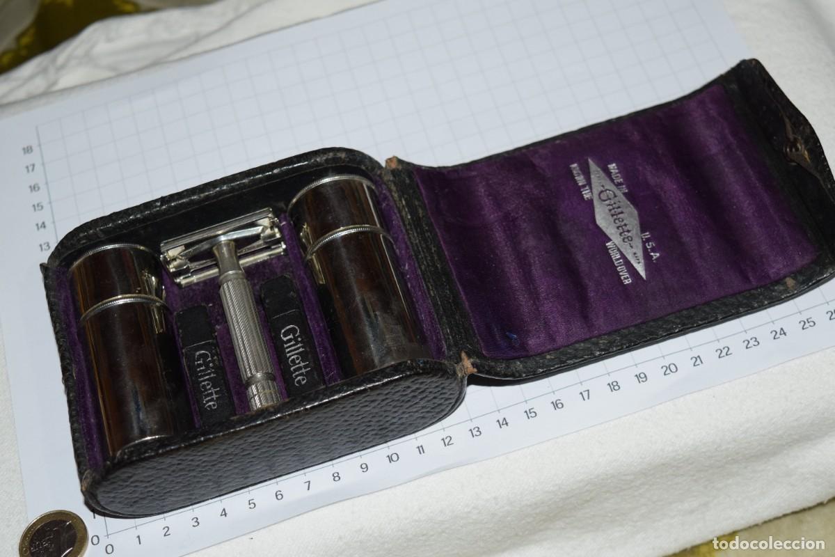 Antig&uuml;edades: Antigua/Vintage - Estuche maquinilla afeitar Gillette KNOWM THE WORLD OVER, con accesorios - &iexcl;Mira!