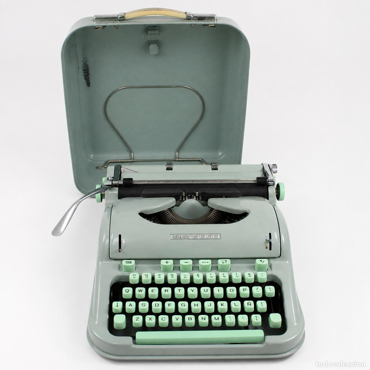 Antig&uuml;edades: Hermes 3000 Paillard M&aacute;quina Escribir Mec&aacute;nica Port&aacute;til Suiza Swiss Vintage