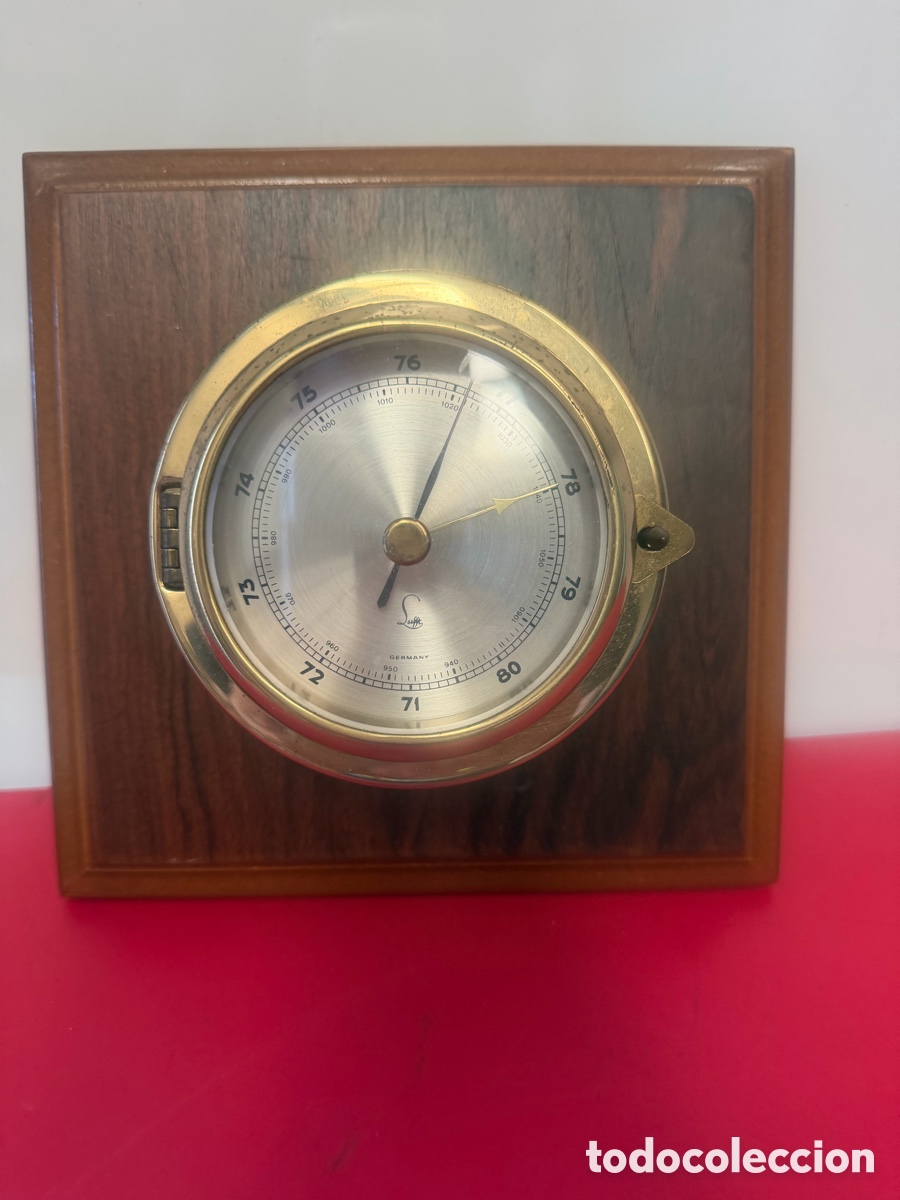 Antig&uuml;edades: Bar&oacute;metro Lufft Lat&oacute;n y Madera Vintage