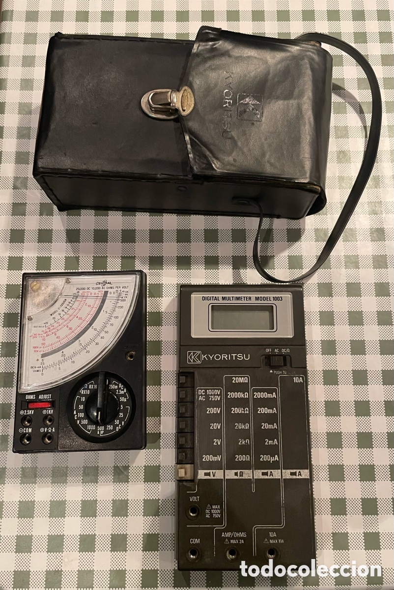 Antig&uuml;edades: Lote Mult&iacute;metros Retro: Kyoritsu 1003 + Central C-7202EN con funda