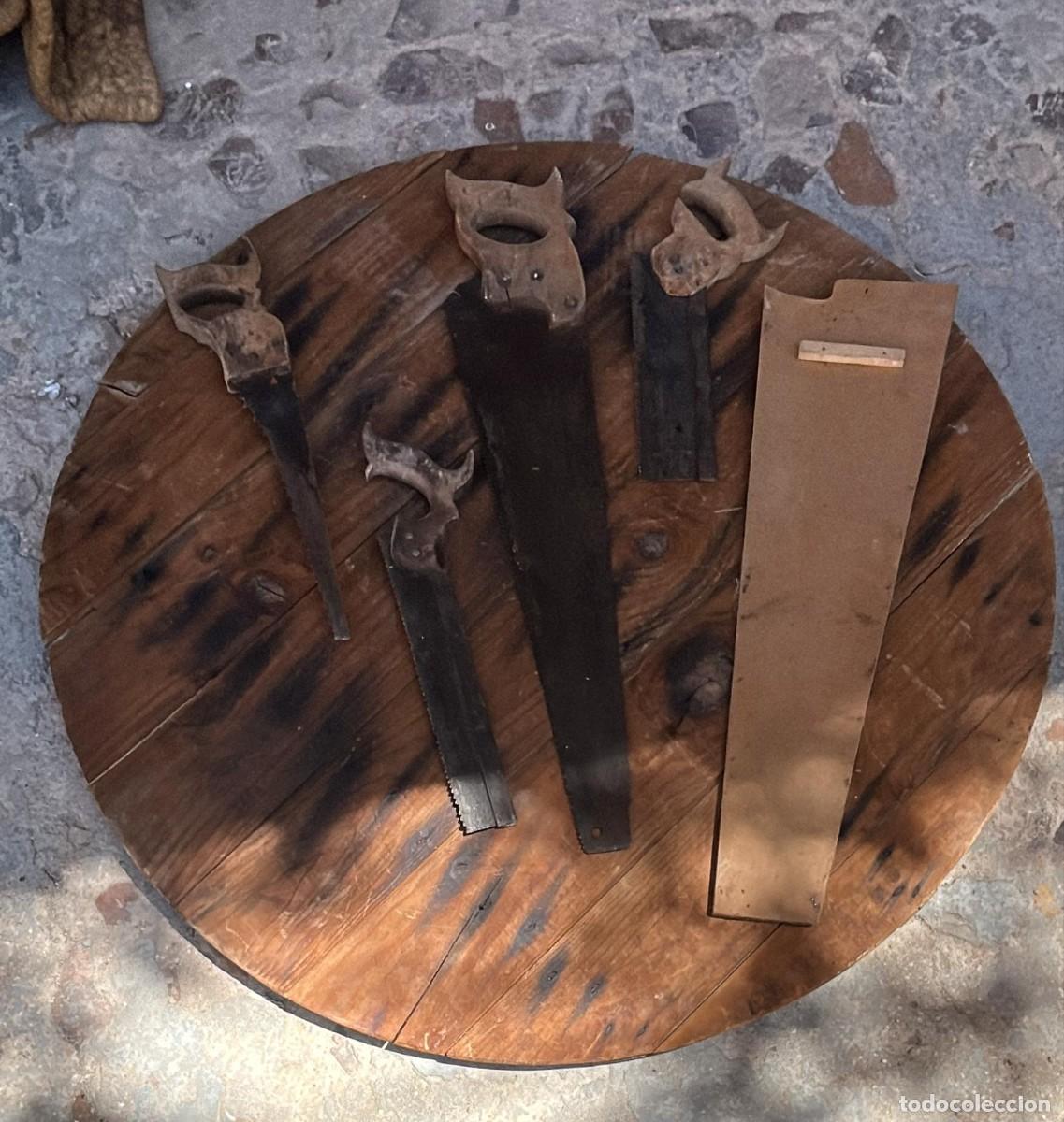 Antig&uuml;edades: SERRUCHOS ANTIGUOS LOTE DE 4 UDS. DE CARPINTER&Iacute;A EL MAYOR TIENE 70 CMS. CON FUNDA
