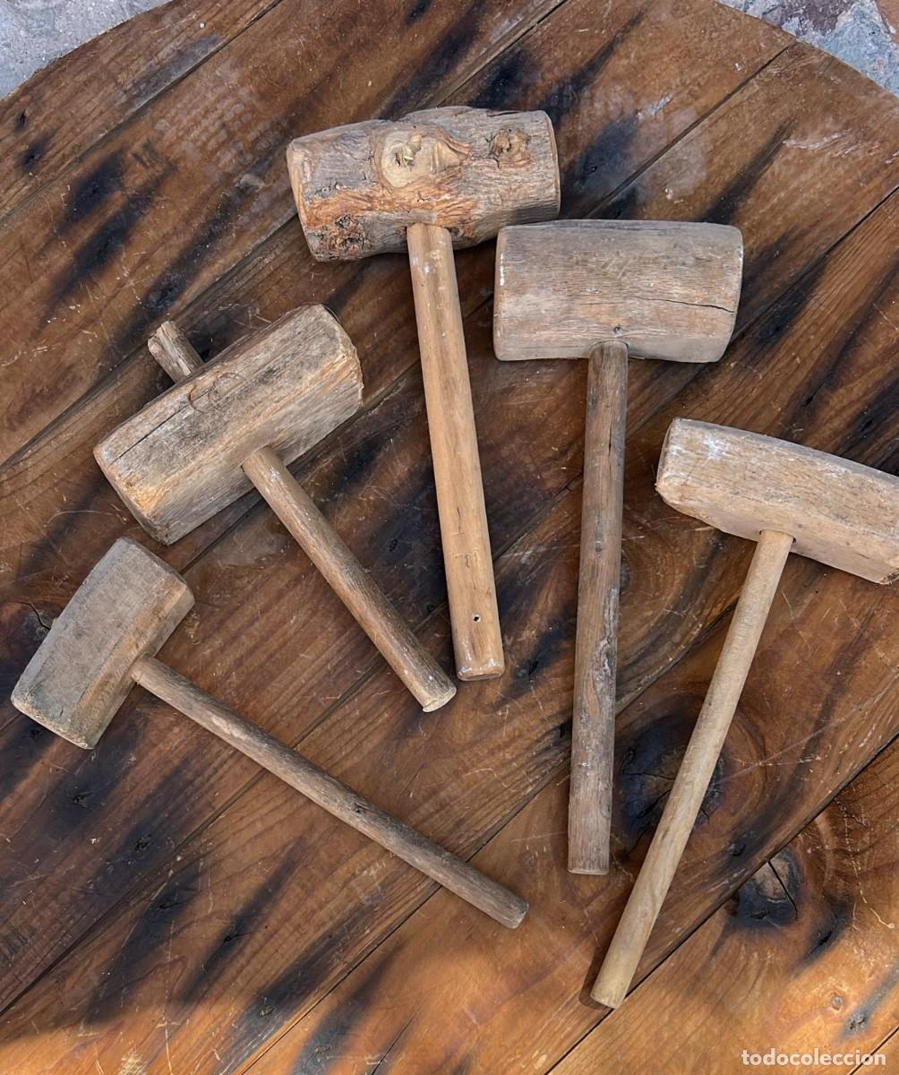 Antig&uuml;edades: MARTILLOS EN MADERA DE CARPINTERIA ANTIGUOS DESDE 30 A 45 CMS.
