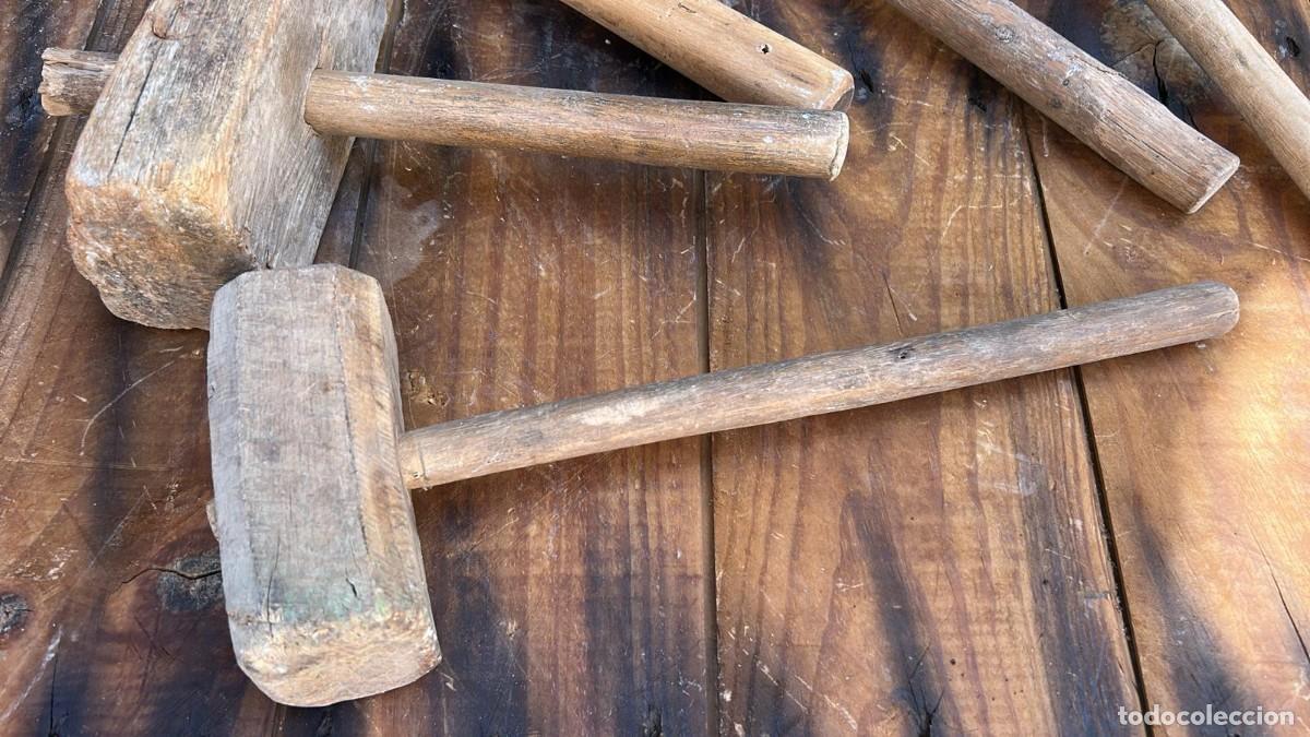 Antig&uuml;edades: MARTILLOS EN MADERA DE CARPINTERIA ANTIGUOS DESDE 30 A 45 CMS. - Foto 4