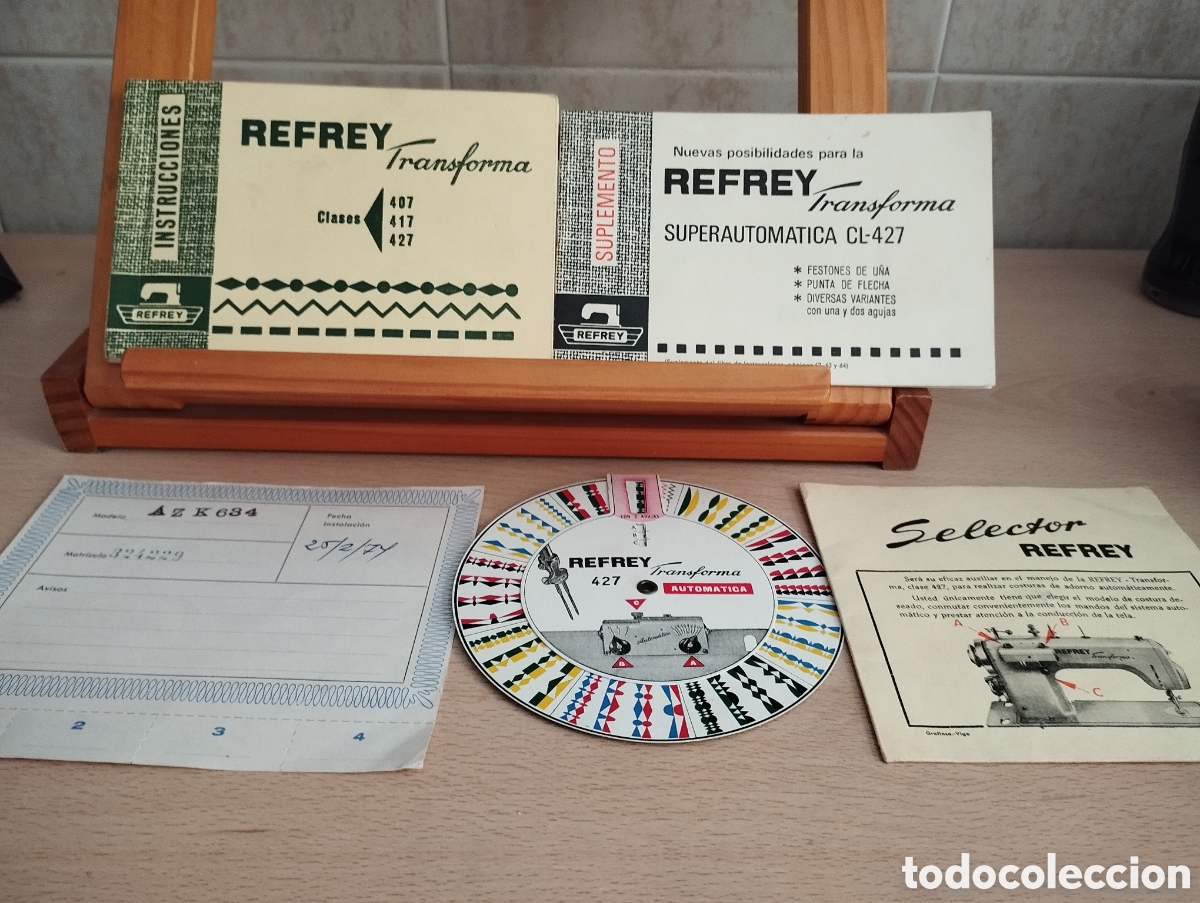 Oggetti Antichi: MAQUINA DE COSER REFREY LIBRO INSTRUCCIONES+COMPLEMENTOS PERFECTO ESTADO