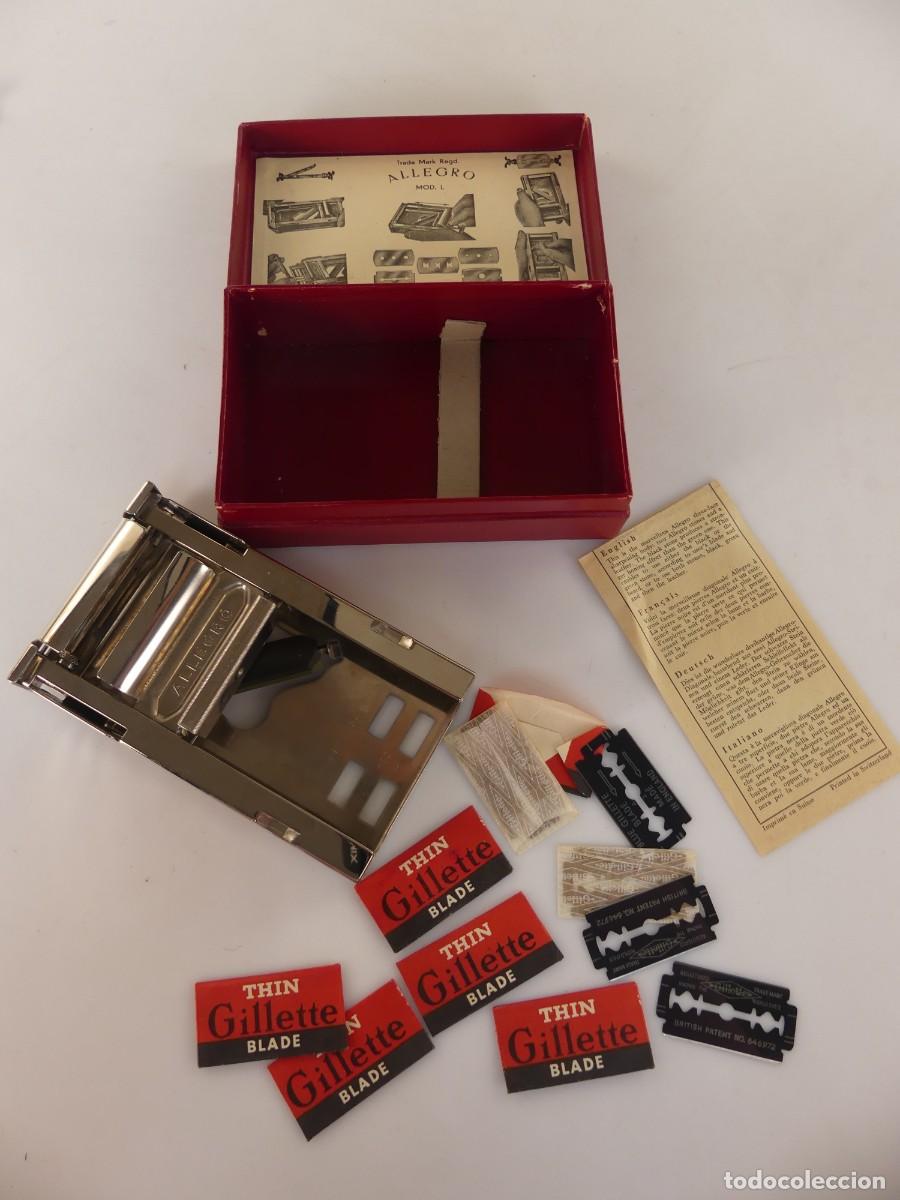 Antiguidades: Antiguo Aparato para Afilar y Suavizar las Hojas de las Maquinas de Afeitar Marca Allegro
